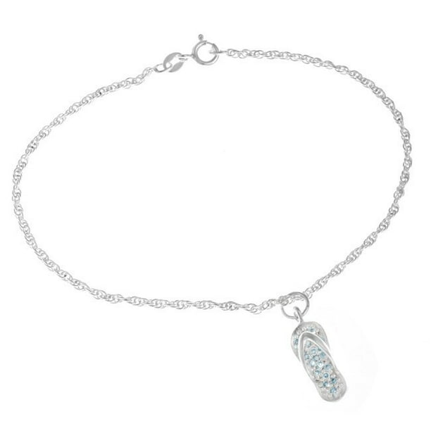 Sterling Silver Ankle Bracelet Flip Flop Charms Sterling Silver Ankle Bracelet Flip Flop Charms
